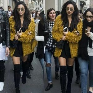 For love and lemons Joplin Shaggy Cardigan Mustard